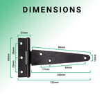 Light Duty Gate Tee Hinges - 101mm / 4 inch - Black - Pair - tradefit - 3