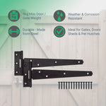 Light Duty Gate Tee Hinges - 254mm / 10 inch - Black - Pair - tradefit - 2