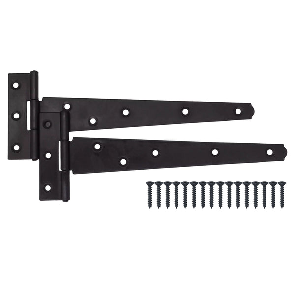 Medium Duty Gate Tee Hinges - 254mm / 10 inch - Black - Pair - tradefit - Featured Image