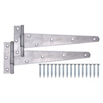 Medium Duty Gate Tee Hinges - 254mm / 10 inch - Galvanised - Pair - tradefit - 1