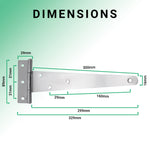 Medium Duty Gate Tee Hinges - 304mm / 12 inch - Galvanised - Pair - tradefit - 3