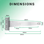 Medium Duty Gate Tee Hinges - 355mm / 14 inch - Galvanised - Pair - tradefit - 3