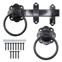Ring Gate Latch - 6" / 150mm - Plain Ring - Black Powder Coating - tradefit