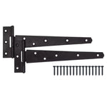 Heavy Duty Gate Tee Hinges - 406mm / 16 inch - Black - Pair - tradefit - 1