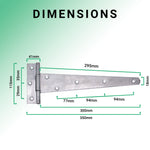 Heavy Duty Gate Tee Hinges - 304mm / 12 inch - Galvanised - Pair - tradefit - 3