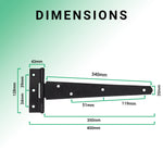 Heavy Duty Gate Tee Hinges - 355mm / 14 inch - Black - Pair - tradefit - 3
