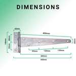 Heavy Duty Gate Tee Hinges - 406mm / 16 inch - Galvanised - Pair - tradefit - 3