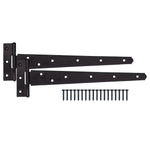 Heavy Duty Gate Tee Hinges - 609mm / 24 inch - Black - Pair - tradefit - 1