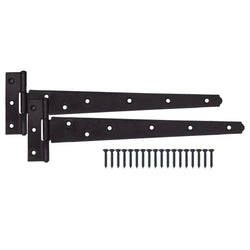 Heavy Duty Gate Tee Hinges - 609mm / 24 inch - Black - Pair - tradefit