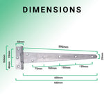Heavy Duty Gate Tee Hinges - 609mm / 24 inch - Galvanised - Pair - tradefit - 3