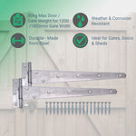 Heavy Duty Gate Tee Hinges - 609mm / 24 inch - Galvanised - Pair - tradefit - 2