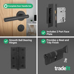 Olbia Matt Black Lever on Rose Door Handle Kit - 80mm Euro Sashlock and Thumbturn Cylinder - Keyed to Differ - tradefit - 10