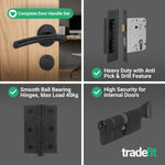 Bosa Matt Black Lever on Rose Door Handle Kit - 80mm Euro Sashlock and Thumbturn Cylinder - Keyed Alike - tradefit - 9
