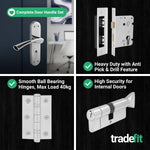Nola Polished Chrome Lever on Backplate Door Handle Kit - 80mm Euro Sashlock and Thumbturn Cylinder - Keyed to Differ - tradefit - 5