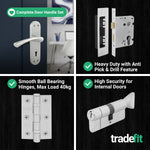 Nola Satin Nickel Lever on Backplate Door Handle Kit - 80mm Euro Sashlock and Thumbturn Cylinder - Keyed to Differ - tradefit - 5