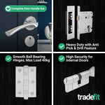 Nola Polished Chrome Lever on Rose Door Handle Kit - 80mm Euro Sashlock and Thumbturn Cylinder - Keyed Alike - tradefit - 5