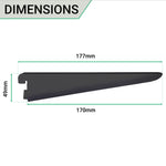 Twin Slot Shelving - Bracket - Black - 170mm - tradefit - 5