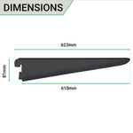 Twin Slot Shelving - Bracket - Black - 610mm - tradefit - 5