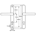 Silver UPVC Door Handles - 92mm PZ Centres - 240mm Fixing Centres - 270 x 32mm - tradefit - 2