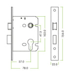 Economy Euro Profile Sashlock Case - 78mm Case - 57mm Back Set - Satin Stainless Steel - tradefit - 2