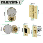 Glass and Polished Brass Mortice Door Knob Kit - 76mm Latch - tradefit - 4