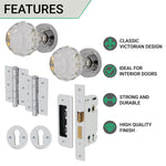 Glass and Polished Chrome Mortice Door Knob Kit - 80mm Sashlock - tradefit - 2