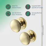 Victorian Polished Brass Mortice Door Knob Kit - 76mm Bathroom Deadbolt & 76mm Hinges - tradefit - 2