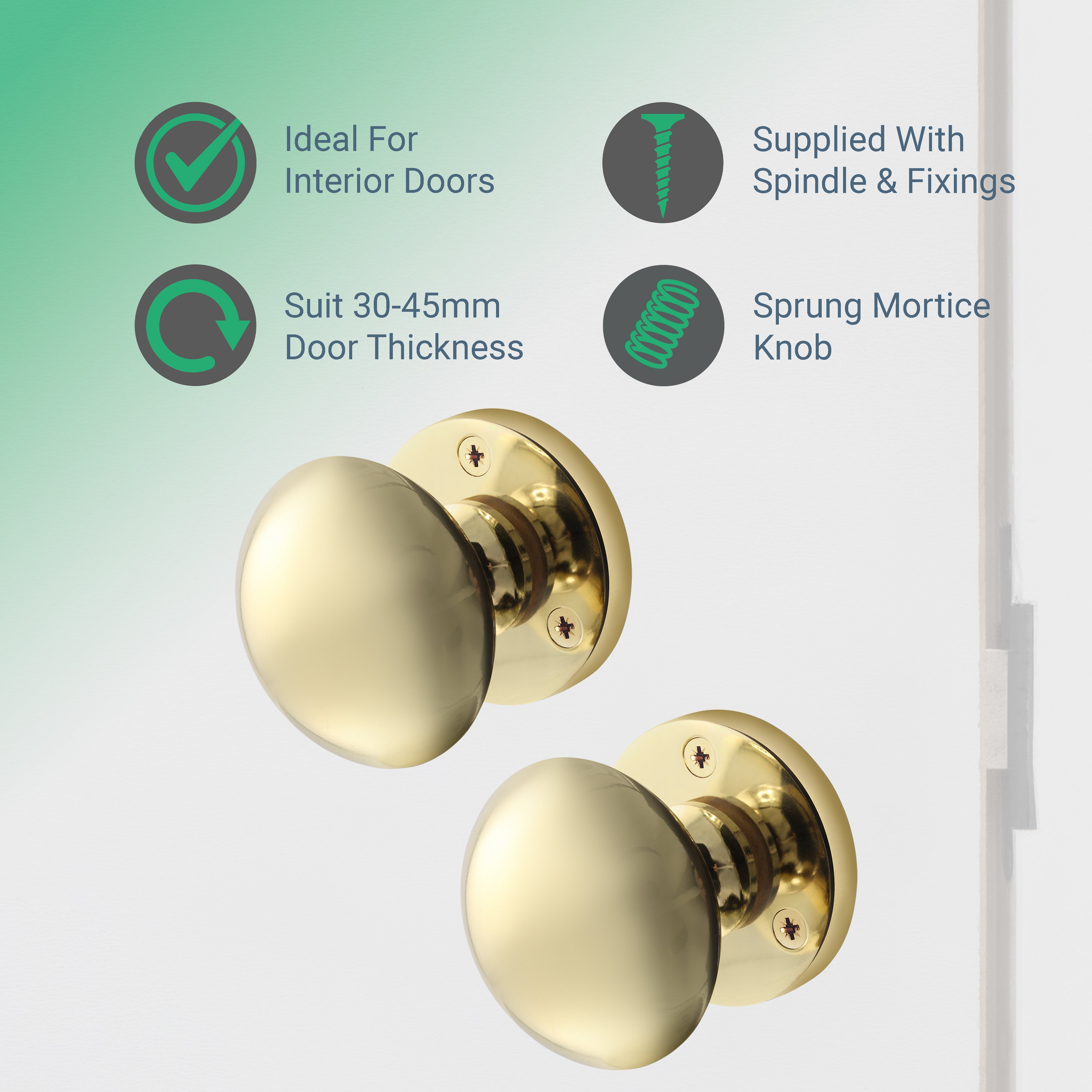 Solid Brass Georgian Mortice Door Knobs (Unsprung) | Yester Home - View #8