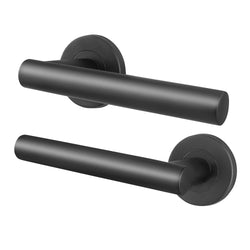 Commercial Grade Fire Rated Door Handle - FD30/60 - Vigo 19mm Lever on 52mm Rose - Matt Black - tradefit
