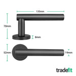 Vigo Matt Black Lever on Rose Door Handle Kit - Medium Duty FD30/60 - 80mm Euro Sashlock and Thumbturn Cylinder - Keyed Alike - tradefit - 3