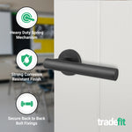 Vigo Lever on Rose Matt Black Door Handle Kit - Medium Duty - 76mm Latch - tradefit - 4