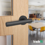 Vigo Matt Black Lever on Rose Door Handle Kit - Medium Duty FD30/60 - 76mm Latch - tradefit - 7