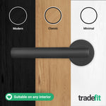 Vigo Lever on Rose Matt Black Door Handle Kit - Medium Duty - 80mm Euro Sashlock and Double Cylinder - Keyed to Differ - tradefit - 7