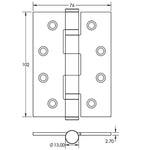Antique Brass Fire Door Hinges – 4 Inch/102mm – Grade 11 Steel Ball Bearing – Pack 2 - tradefit - 2
