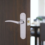 Chrome Lever on Backplate Latch Kit / Pack Zeno Design - 66mm Latch - 76mm Hinges - Polished Chrome - tradefit - 6