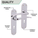 Chrome Lever Door Handles on Backplate Lock Door Handles Zeno Design - 180mm - Polished Chrome - tradefit - 4