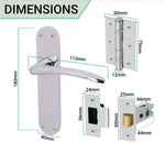 Chrome Lever on Backplate Latch Kit / Pack Zeno Design - 66mm Latch - 76mm Hinges - Polished Chrome - tradefit - 3