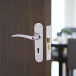 Chrome Lever Door Handles on Backplate Lock Door Handles Zeno Design - 180mm - Polished Chrome - tradefit - 5