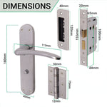 Satin Lever on Backplate Bathroom Kit / Pack Zeno Design - 66mm Lock - 76mm Hinges - Satin Chrome - tradefit - 3