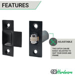 Adjustable Roller Catch Spring Loaded Latch Lock for Internal Doors - Black Plated - tradefit - 3