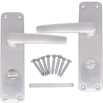 Aluminium Lever Door Handle Bathroom Kit Pack - 153 x 40mm - Satin Aluminium - tradefit - 2