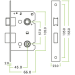 Aluminium Lever Door Handle Bathroom Kit Pack - 153 x 40mm - Satin Aluminium - tradefit - 6