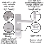 Aluminium Lever Door Handle Bathroom Set - 153 x 40mm - Satin Aluminium - tradefit - 2