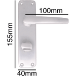 Aluminium Lever Door Handle Bathroom Set - 153 x 40mm - Satin Aluminium - tradefit - 3