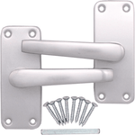 Aluminium Lever Door Handle Latch Kit / Pack - 104 x 40mm - Satin Aluminium - tradefit - 2