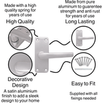 Aluminium Lever Door Handle Latch Kit / Pack - 104 x 40mm - Satin Aluminium - tradefit - 3