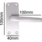Aluminium Lever Door Handle Latch Kit / Pack - 104 x 40mm - Satin Aluminium - tradefit - 4