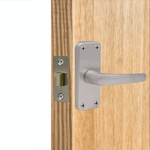 Aluminium Lever Door Handle Latch Kit / Pack - 104 x 40mm - Satin Aluminium - tradefit - 5