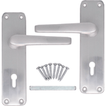 Aluminium Lever Door Handle Lock Kit / Pack - 153 x 40mm - Satin Aluminium - tradefit - 2
