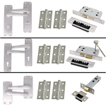 Aluminium Lever Door Handle Lock Kit / Pack - 153 x 40mm - Satin Aluminium - tradefit - 8